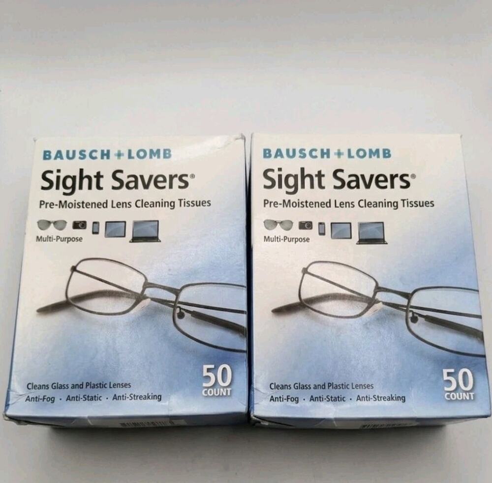 Bausch + Lomb Sight Savers Pre-Moistened Lenses Cleaning Tissues New 50 Ct 2 Pks